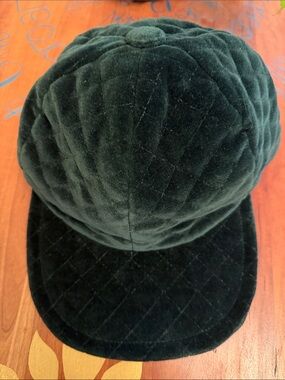 Nordstrom Quilted Velvet Cap in Forest Green
